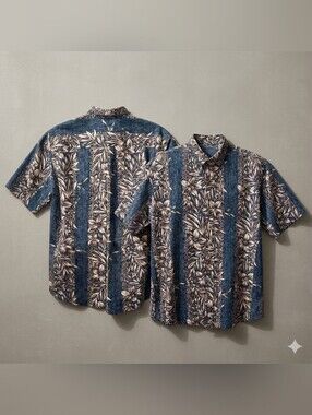#91 Cooke Street Honolulu Men's Hawaiian Aloha Shirt Reverse Print Blue Floral